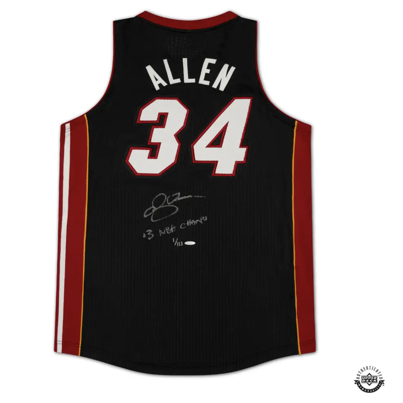 Ray Allen Autographed/ Inscr. Miami Heat Authentic Black M&N Jersey UDA LE 113