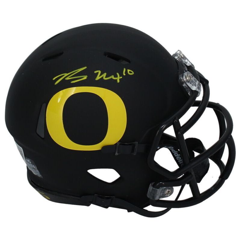 Bo Nix Autographed Oregon Ducks Black Mini Speed Helmet Beckett