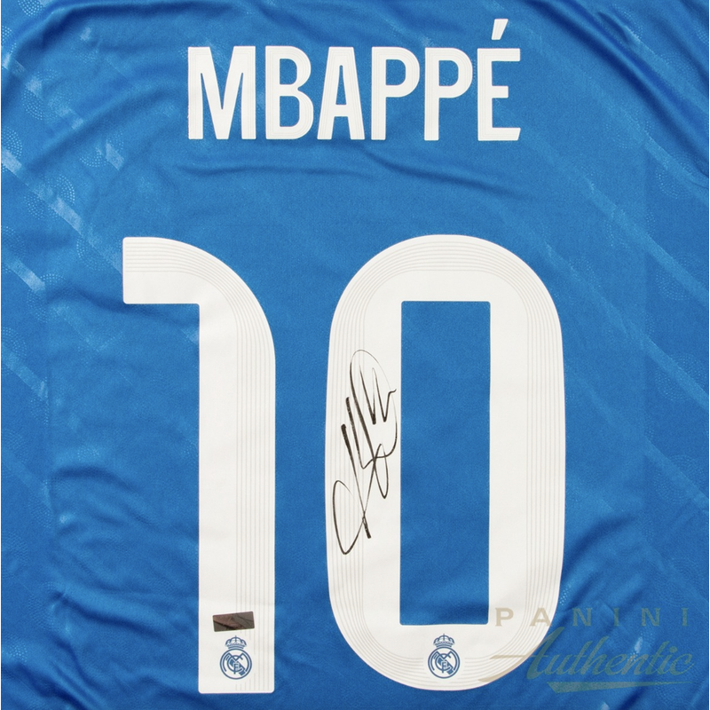 Kylian Mbappe Autographed 2025-26 Real Madrid Blue Nike Replica Jersey Panini