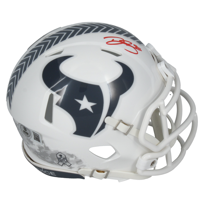 Dalton Schultz Autographed (Red Ink) Texans 2024 STS Mini Speed Helmet Beckett