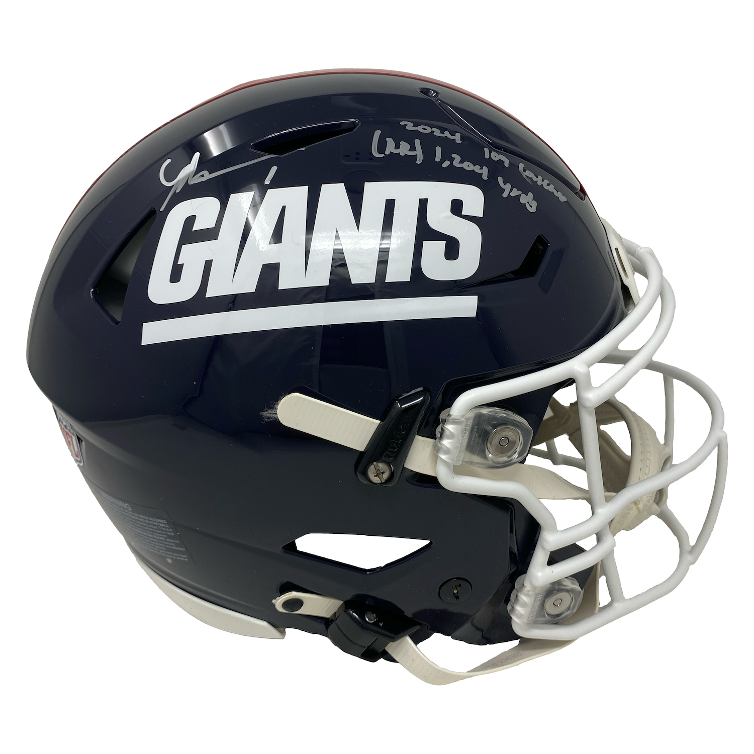Malik Nabers Autographed New York Giants Rookie Records Speed Flex Helmet Fanatics LE 12