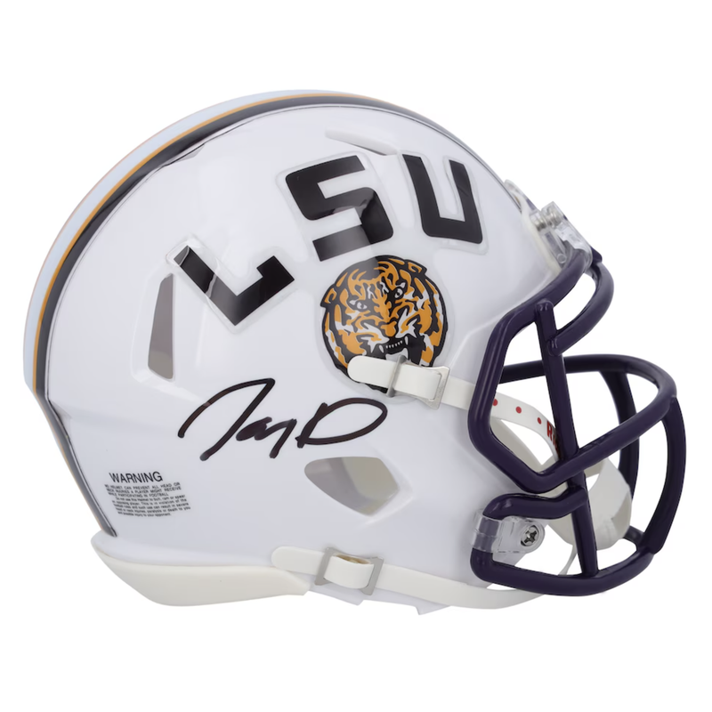 Jayden Daniels Autographed LSU Tigers White Mini Speed Helmet Fanatics