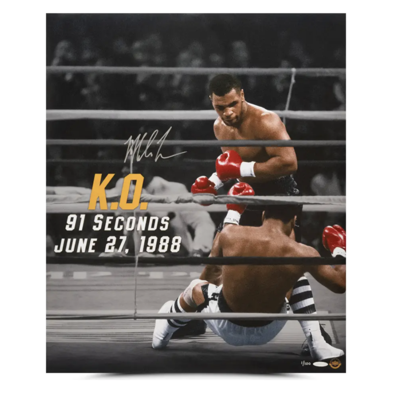 Mike Tyson Autographed "91 SEC KO" 20x24 Photo UDA LE 100
