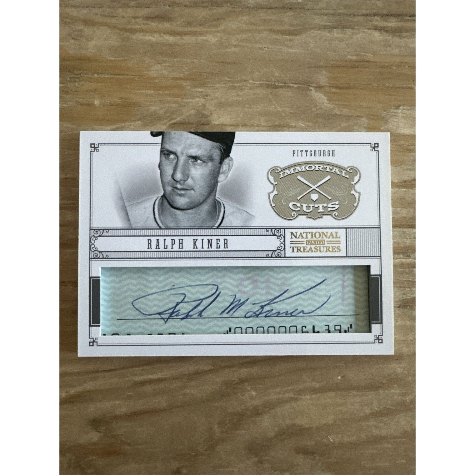 2012 National Treasures Immortal Cuts Cut Signatures /99 Ralph Kiner Pittsburgh Pirates #6 Auto HOF