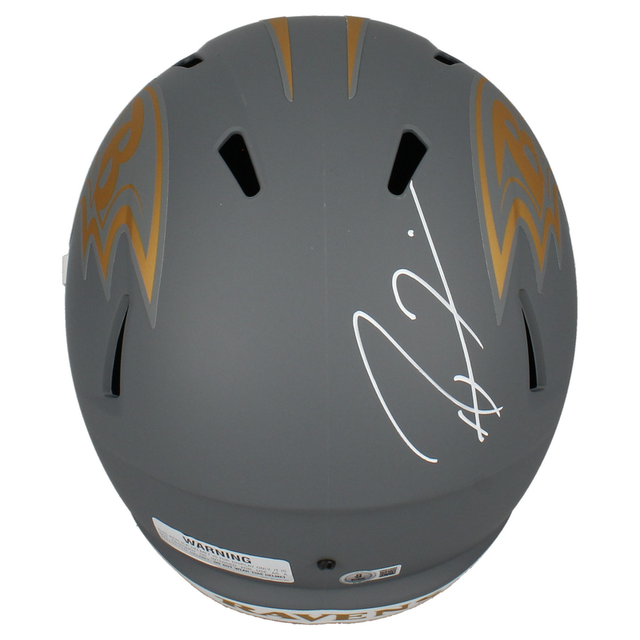 Ray Lewis Autographed Ravens Slate Full Size Speed Helmet Beckett Witnessed