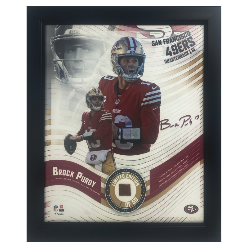 Brock Purdy 49ers Framed 15" x 17" Game Used Football Collage LE 1/50