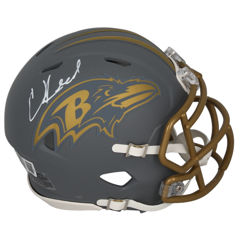 Ed Reed Autographed Baltimore Ravens 'Slate' Mini Speed Helmet Beckett