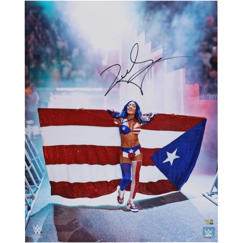 Zelina Vega Autographed 2023 Backlash Flag Entrance WWE 16" x 20" Photo Fanatics