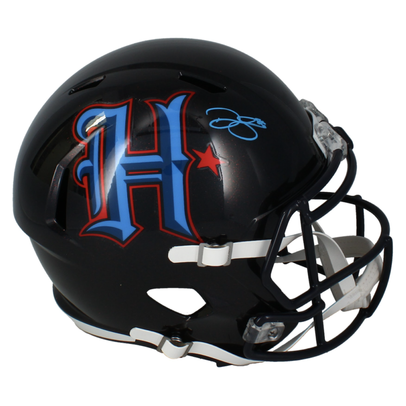 Dalton Schultz Autographed (Blue) Texans H-Town Full Size Speed Helmet Beckett