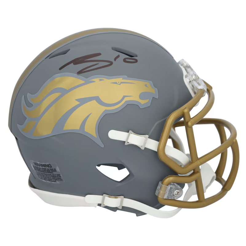 Bo Nix Autographed Denver Broncos Slate Speed Mini Helmet Fanatics