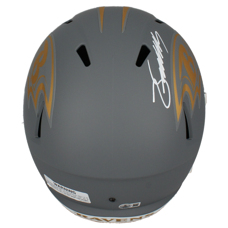 Zay Flowers Autographed Baltimore Ravens Slate Full Size Speed Helmet Beckett