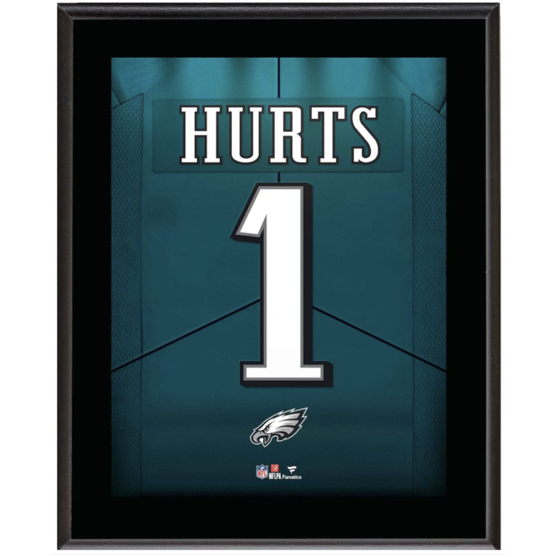 Jalen Hurts Eagles 10.5" x 13" Green Jersey Style Number "1" Sublimated Plaque