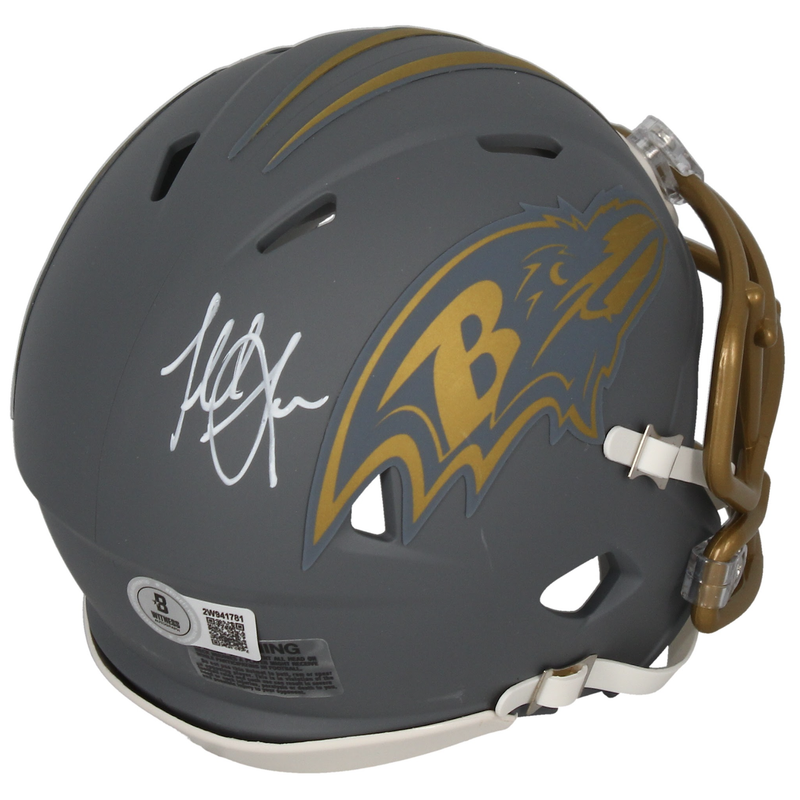 Terrell Suggs Autographed Baltimore Ravens 'Slate' Mini Speed Helmet Beckett