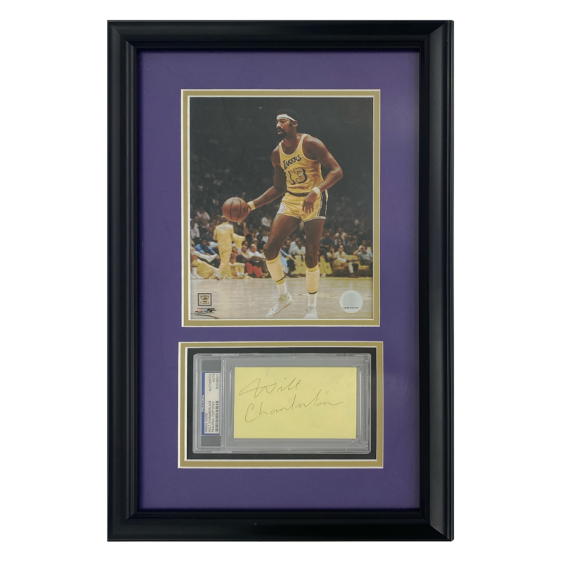 Wilt Chamberlain Lakers Framed Authentic Cut Signature Autograph PSA/DNA