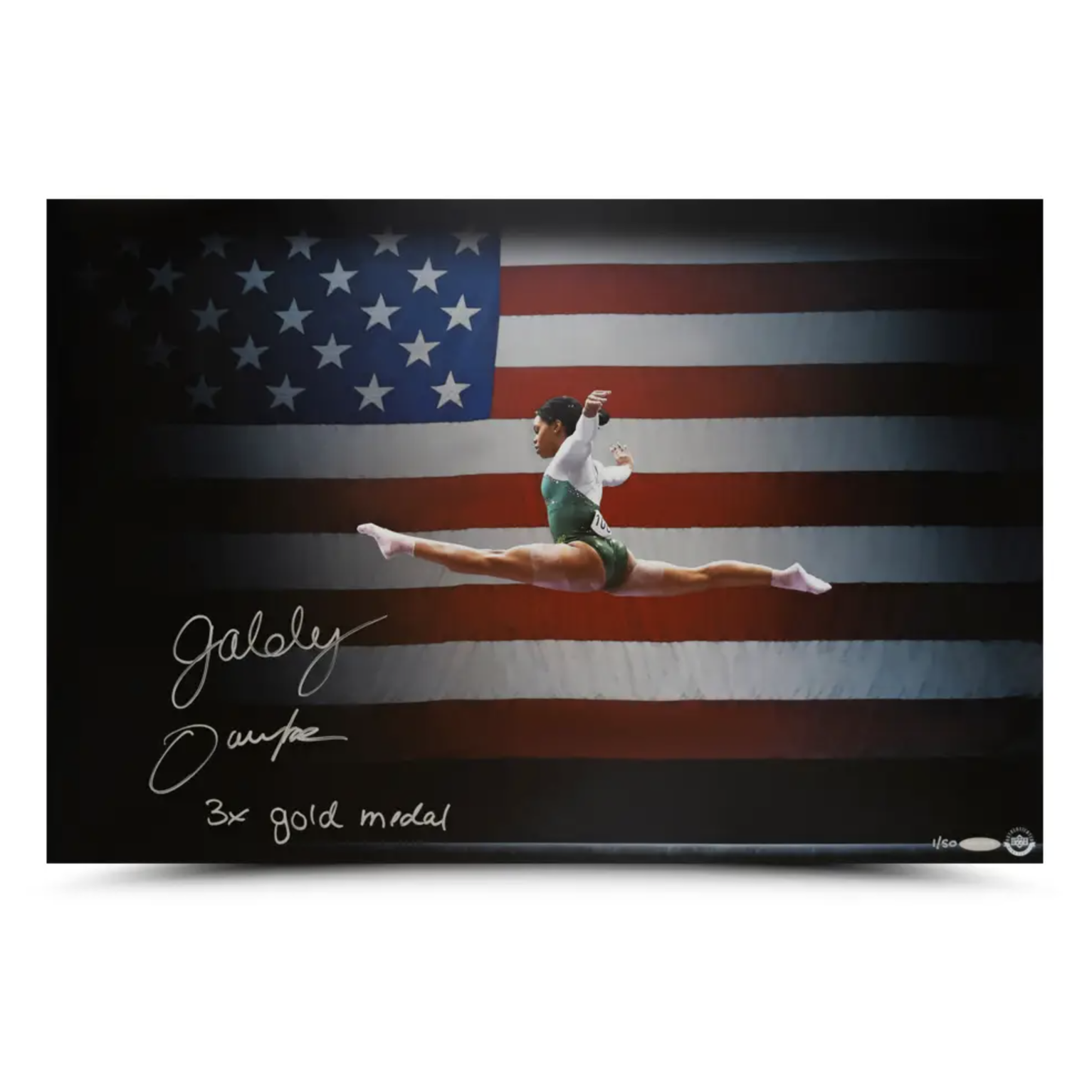 Gabby Douglas Autographed/Inscr "3x Gold Medal" American Icon 24x16 Photo UDA