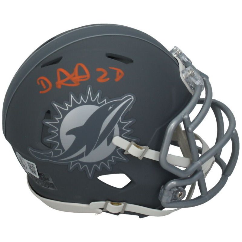 De'Von Achane Autographed Miami Dolphins Slate Mini Speed Helmet Beckett