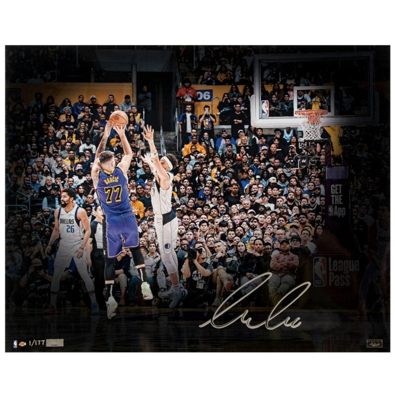 Luka Doncic Autographed Lakers "Familiar Foe" 16" x 20" Photo LE 177 Panini