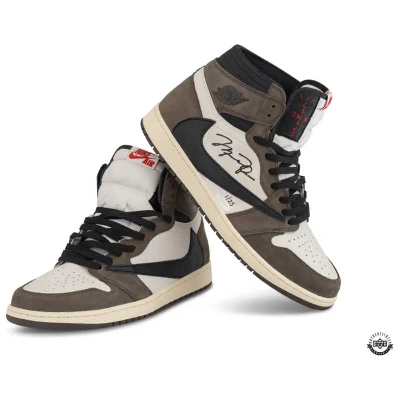 Michael Jordan Autographed Nike 1 'Travis Scott' Mocha Shoes UDA LE 23