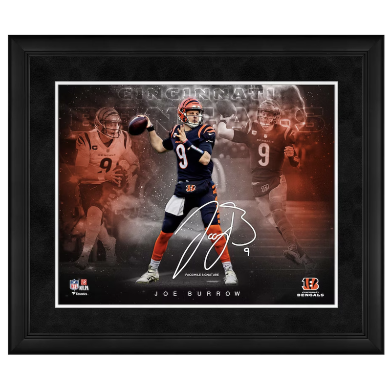 Joe Burrow Bengals Framed 16" x 20" Spotlight Photo - Facsimile Sig. Fanatics