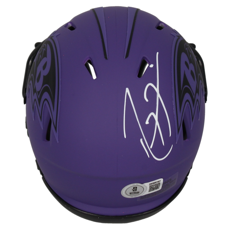 Ray Lewis Autographed Baltimore Ravens 'RAVE' Mini Speed Helmet Beckett