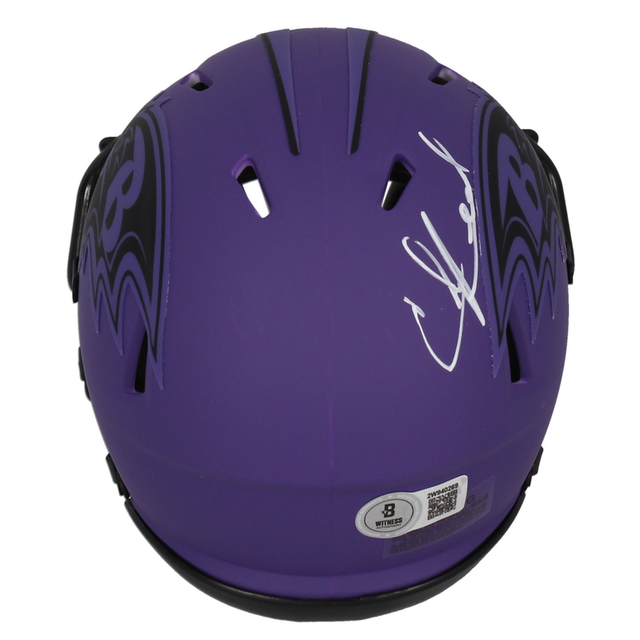 Ed Reed Autographed Baltimore Ravens 'RAVE' Mini Speed Helmet Beckett