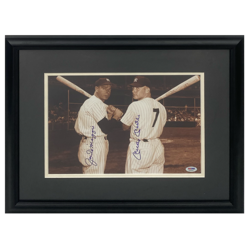 Mickey Mantle & Joe DiMaggio Autographed Yankees 11" x 14" Framed Photo PSA/DNA