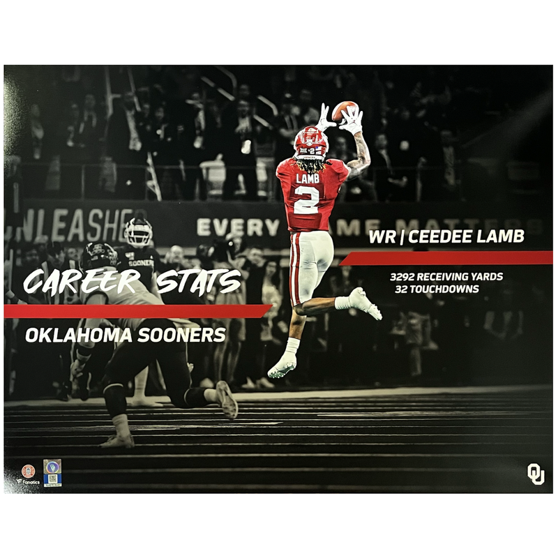 CeeDee Lamb Unsigned Oklahoma Sooners Career Stat 16" x 20" Photograph