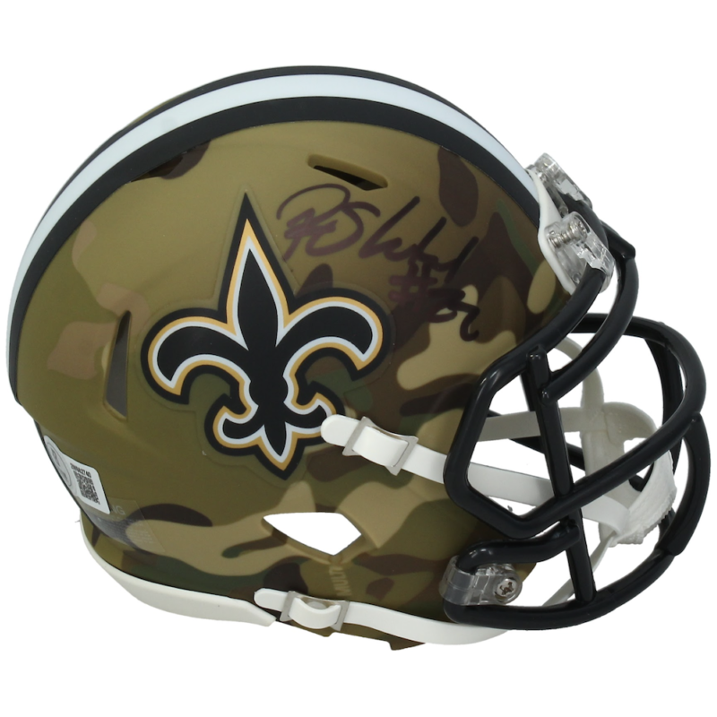 Rashid Shaheed Autographed New Orleans Saints 'Camo' Mini Speed Helmet Beckett