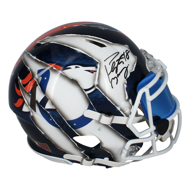 Peyton Manning Autographed Broncos / Colts Custom Ripped Speed Helmet Fanatics