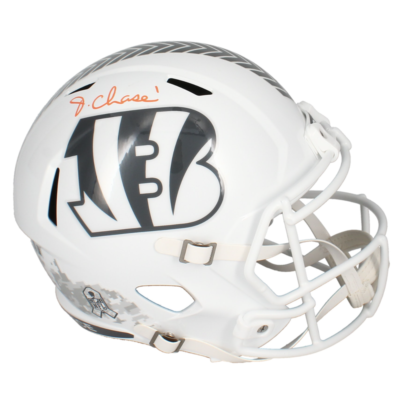 Ja'Marr Chase Autographed Bengals '2024 STS' Full Size Speed Helmet Beckett