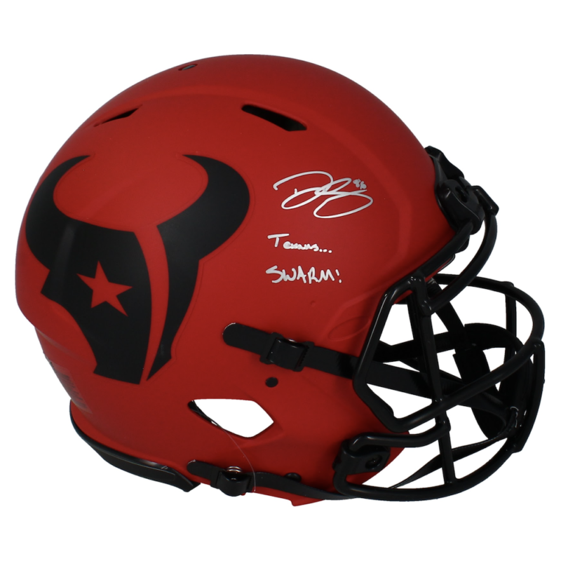 Dalton Schultz Autographed "Texans Swarm!" Rave Authentic Speed Helmet Beckett