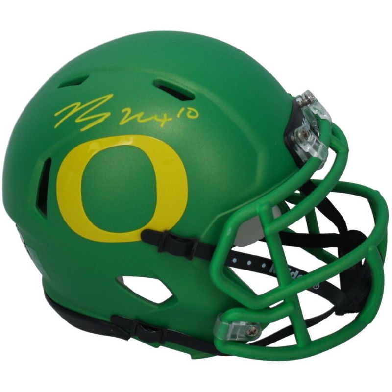 Bo Nix Autographed Oregon Ducks Green Apple Mini Speed Helmet Beckett