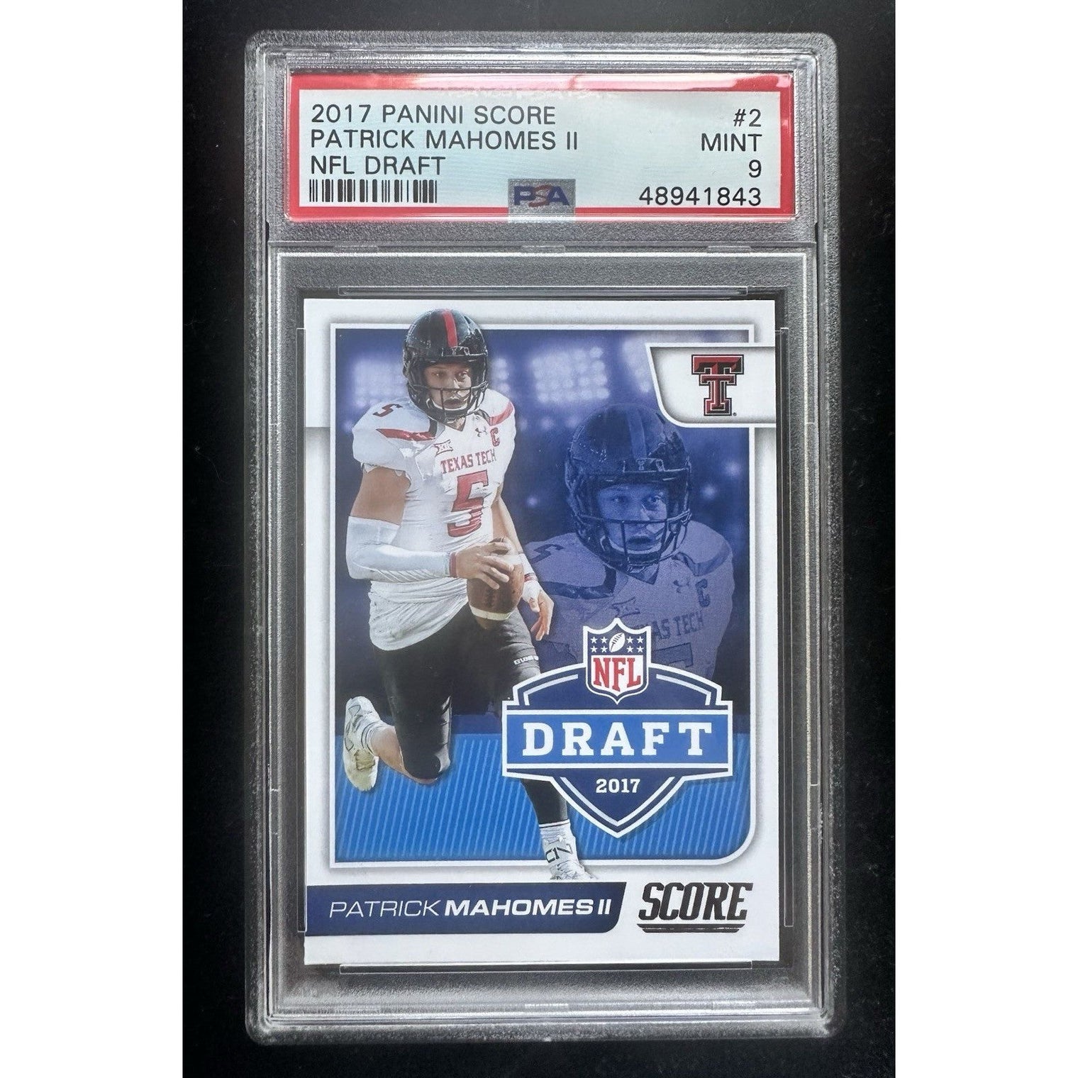 2017 Panini Score NFL Draft #2 Patrick Mahomes Texas Tech II RC Rookie PSA 9 MINT