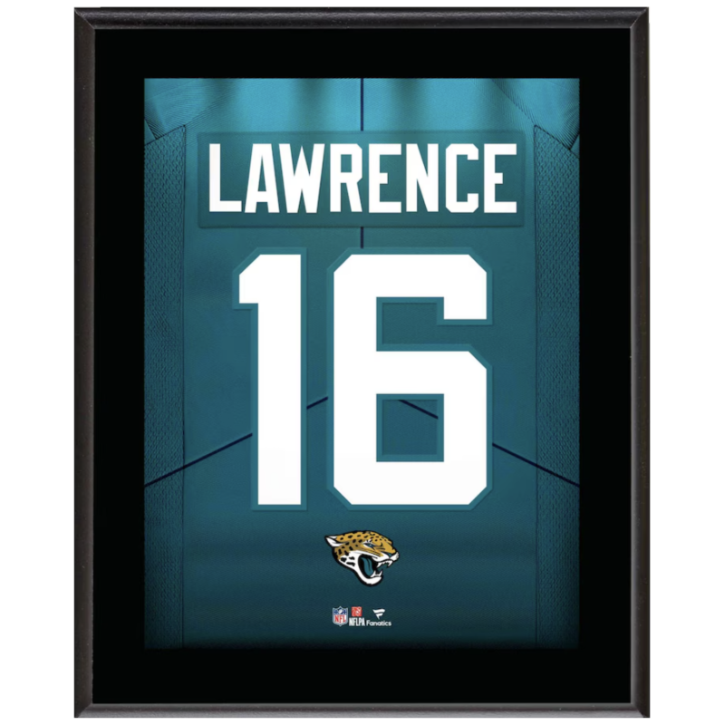 Trevor Lawrence Jaguars 10.5" x 13" Jersey Style Number "16" Sublimated Plaque
