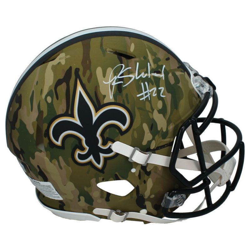 Rashid Shaheed Autographed New Orleans Saints Camo Authentic Speed Helmet Beckett