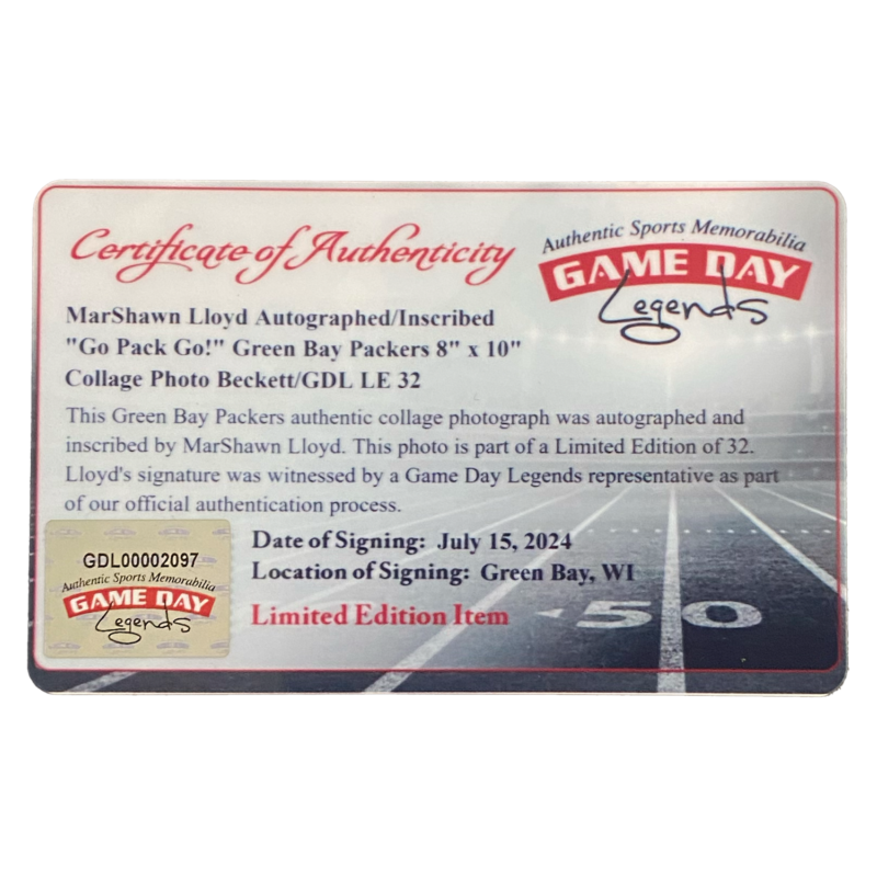 MarShawn Lloyd Autographed "Go Pack Go" 8 x 10 Photo Collage Beckett GDL LE 1/32