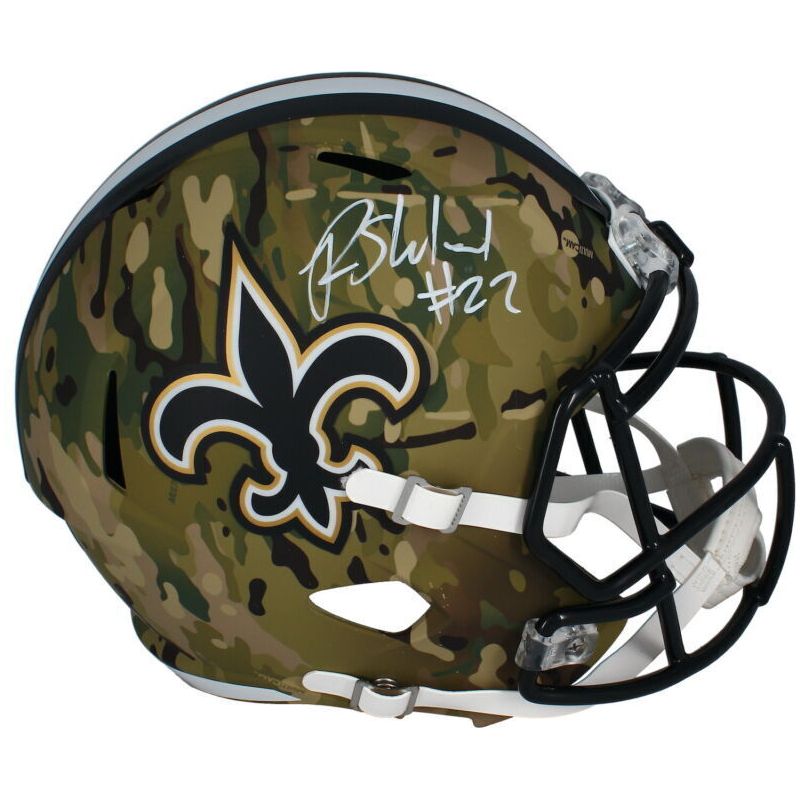 Rashid Shaheed Autographed New Orleans Saints Camo Full Size Speed Helmet Beckett