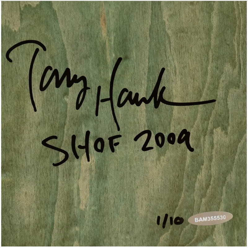 Tony Hawk Autographed/Insc Birdhouse Falcon 1 Green Skateboard Deck UDA LE 10