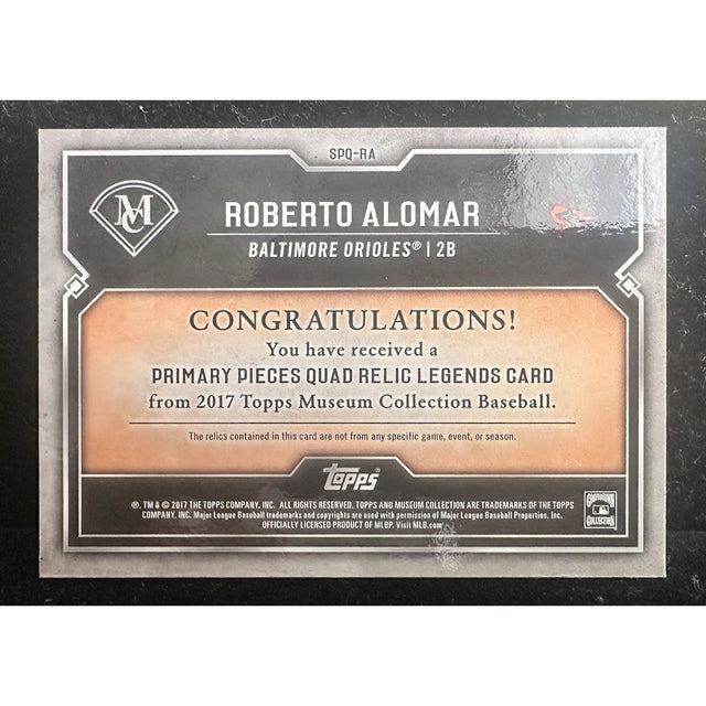 2017 Topps Museum Collection Roberto Alomar #SPQ-RA Orioles Quad Patch 1 Of 1