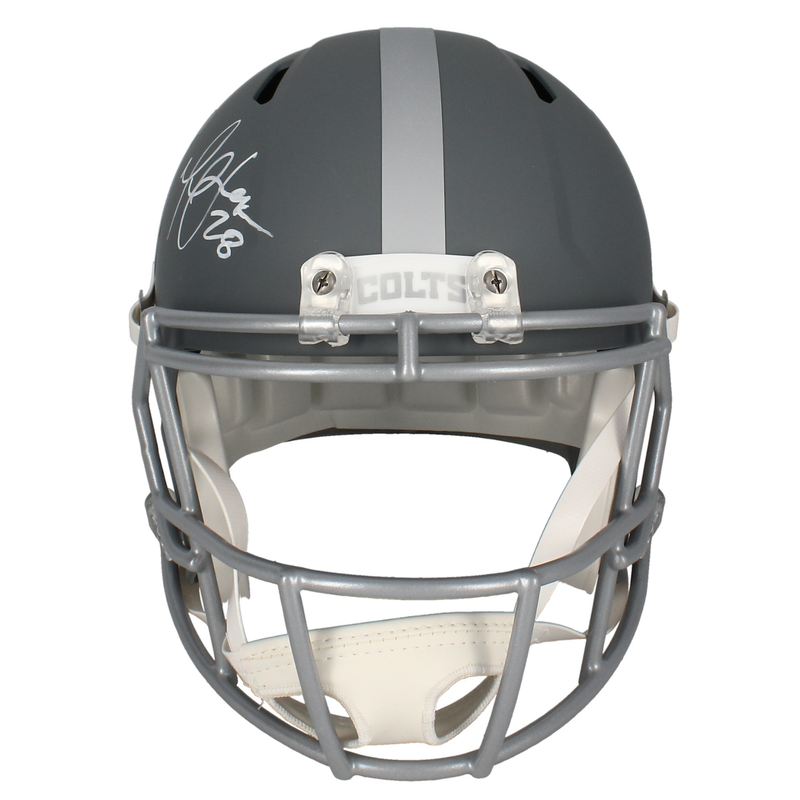 Marshall Faulk Autographed Colts 'Slate' Full Size Speed Helmet Beckett