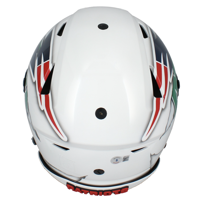 Randy Moss Autographed Patriots / Marshall Ripped Speedflex Helmet Beckett