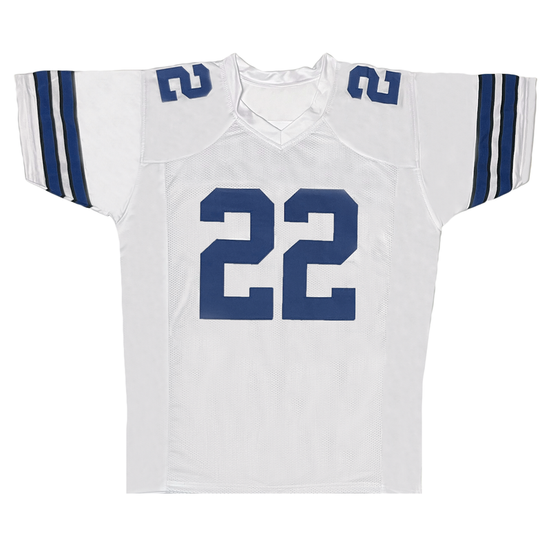 Emmitt Smith of the Cowboys Autographed Custom White #22 Jersey Beckett