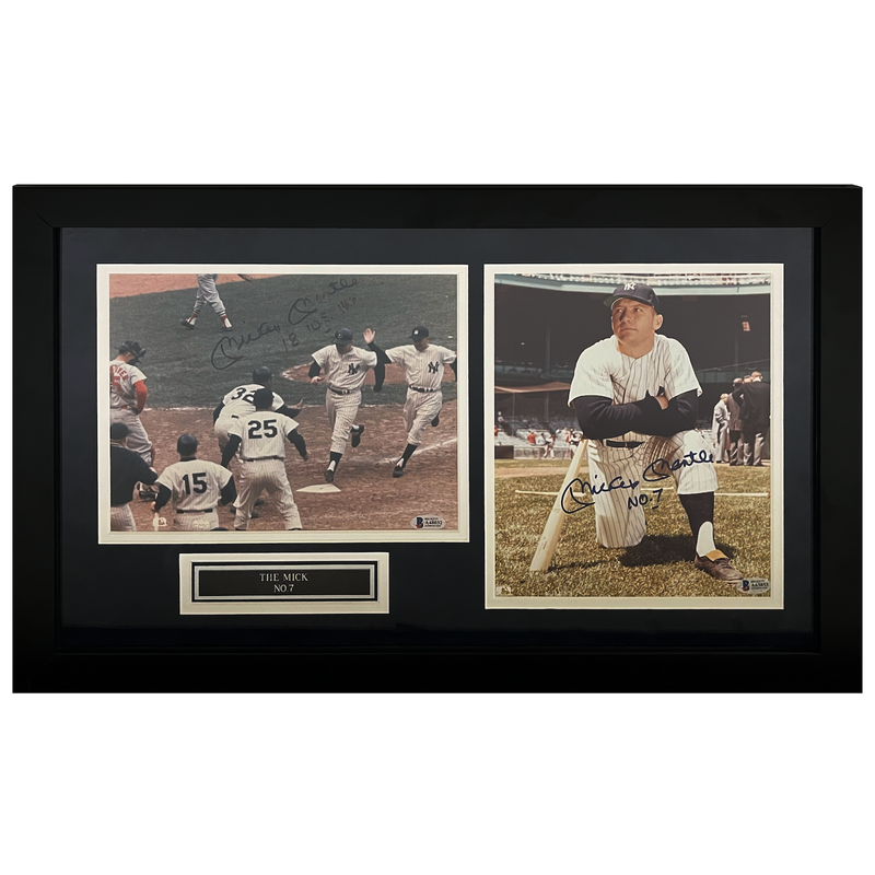 Mickey Mantle Autographed Yankees 8" x 10" Photographs Framed Display Beckett