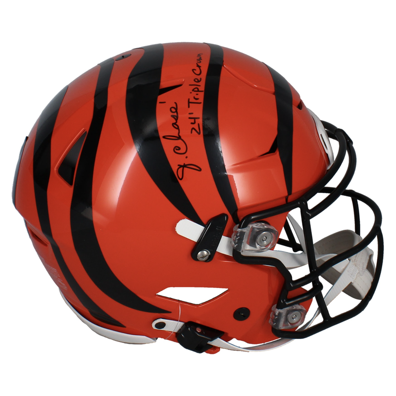 Ja'Marr Chase Autographed "24 Triple Crown" Bengals Speedflex Helmet Beckett