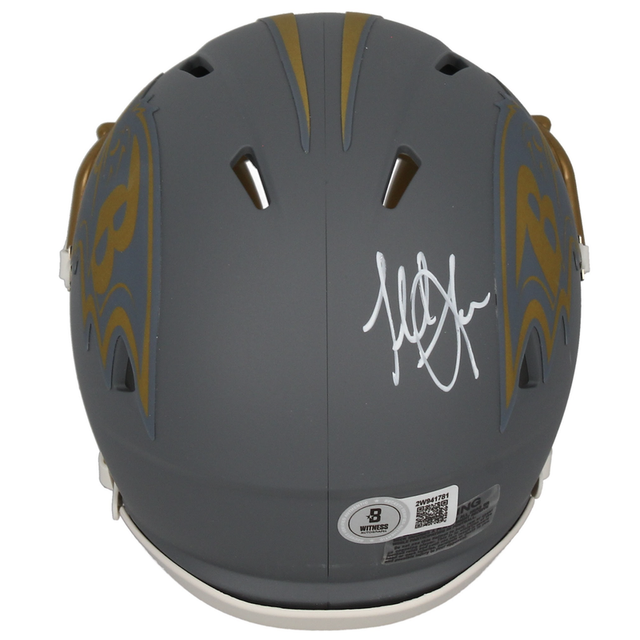 Terrell Suggs Autographed Baltimore Ravens 'Slate' Mini Speed Helmet Beckett