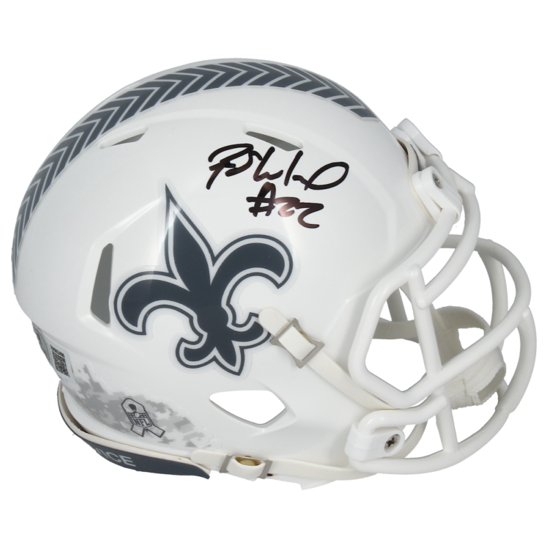 Rashid Shaheed Autographed New Orleans Saints 2024 STS Mini Speed Helmet Beckett