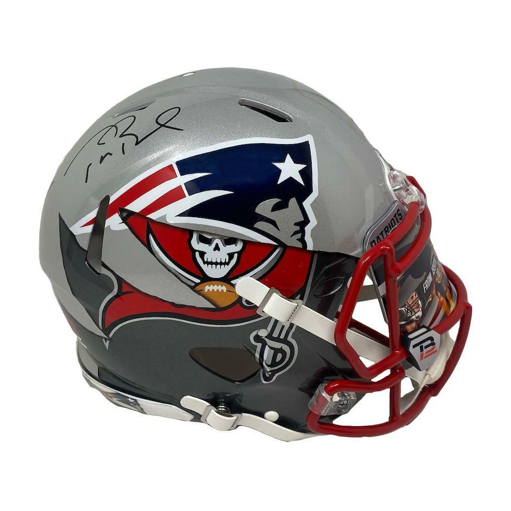 TOM BRADY Autographed Patriots / Bucs Mashup Authentic Helmet FANATICS LE 1/12
