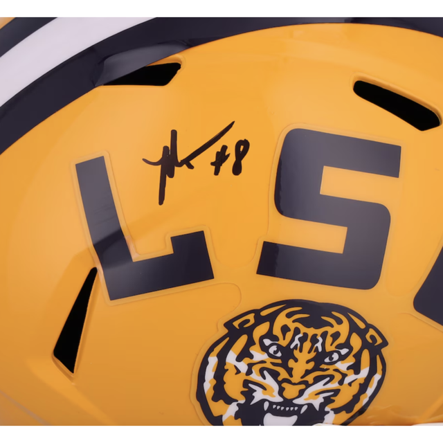 Malik Nabers Autographed LSU Tigers Yellow Full Size Speed Helmet Fanatics