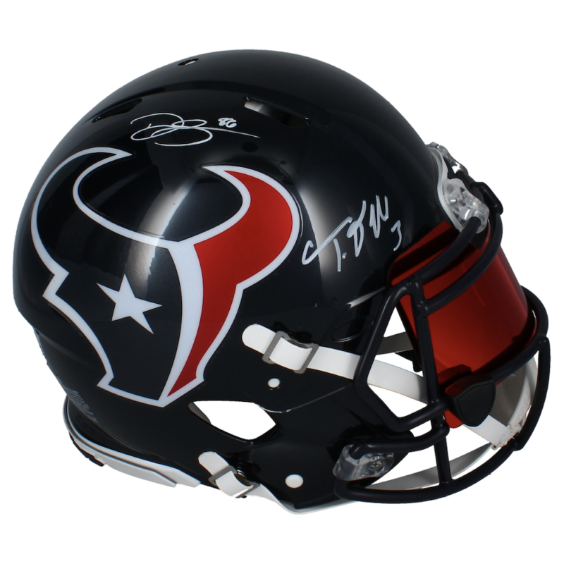 Dalton Schultz & Tank Dell Autographed Texans Speed Authentic Helmet Beckett
