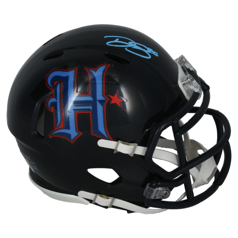 Dalton Schultz Autographed (In Blue) Texans H-Town Mini Speed Helmet Beckett